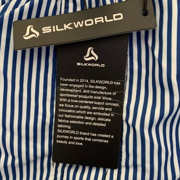 SILKWORLD Striped Swim Trunks Shorts Size 3XL Blue White 3 Pockets Quick Dry - Picture 9 of 9